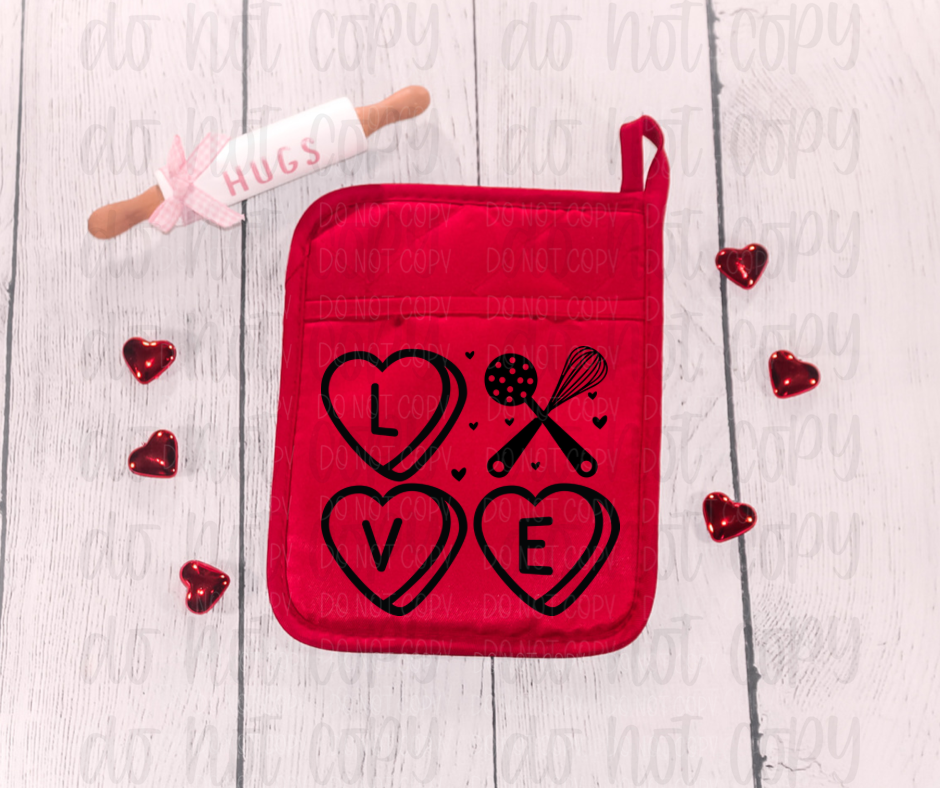 Love heart whisk valentine pot holder size *DREAM TRANSFER* DTF