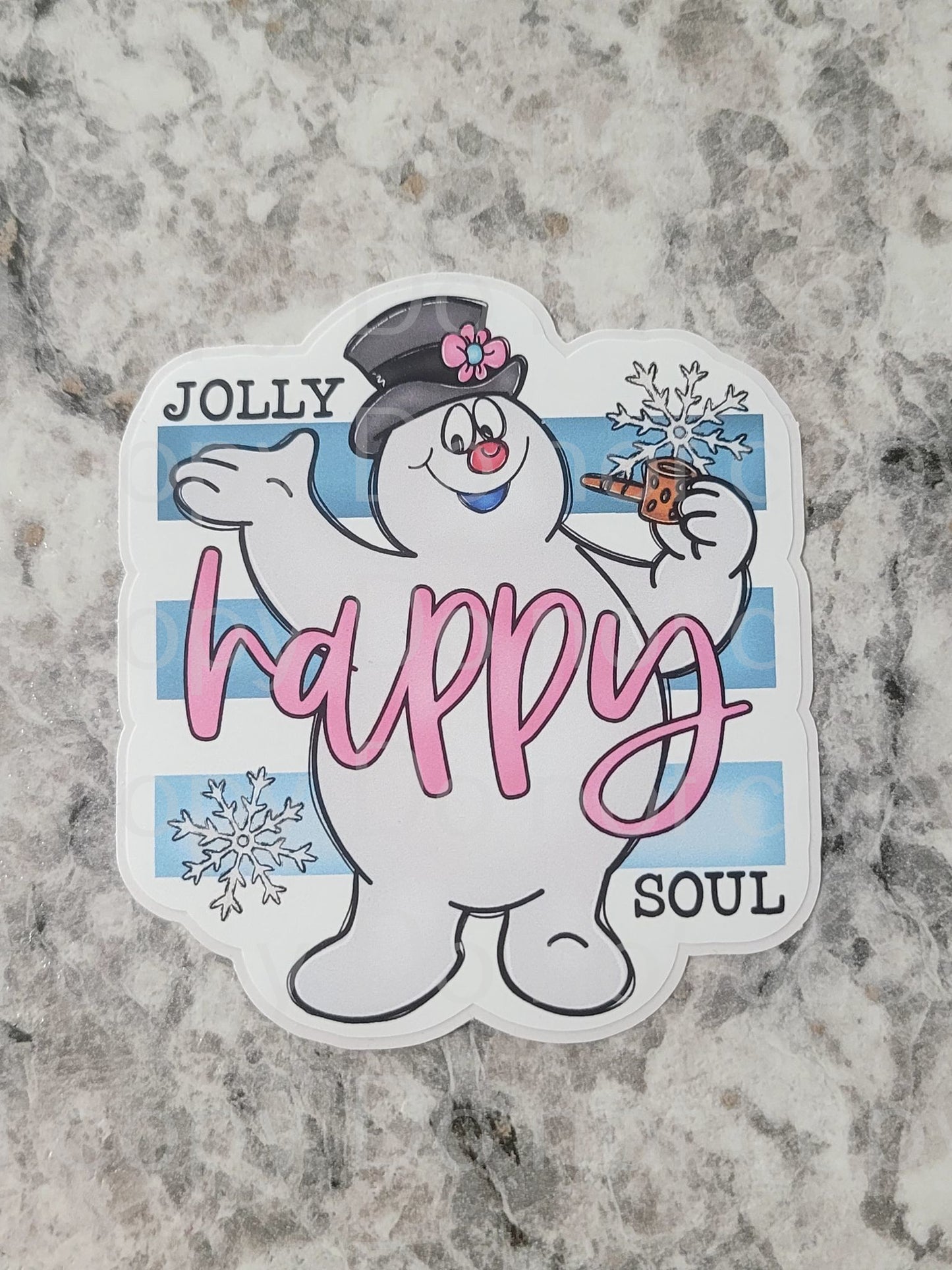 Jolly happy soul snowman Die cut sticker 3-5 Business Day TAT.