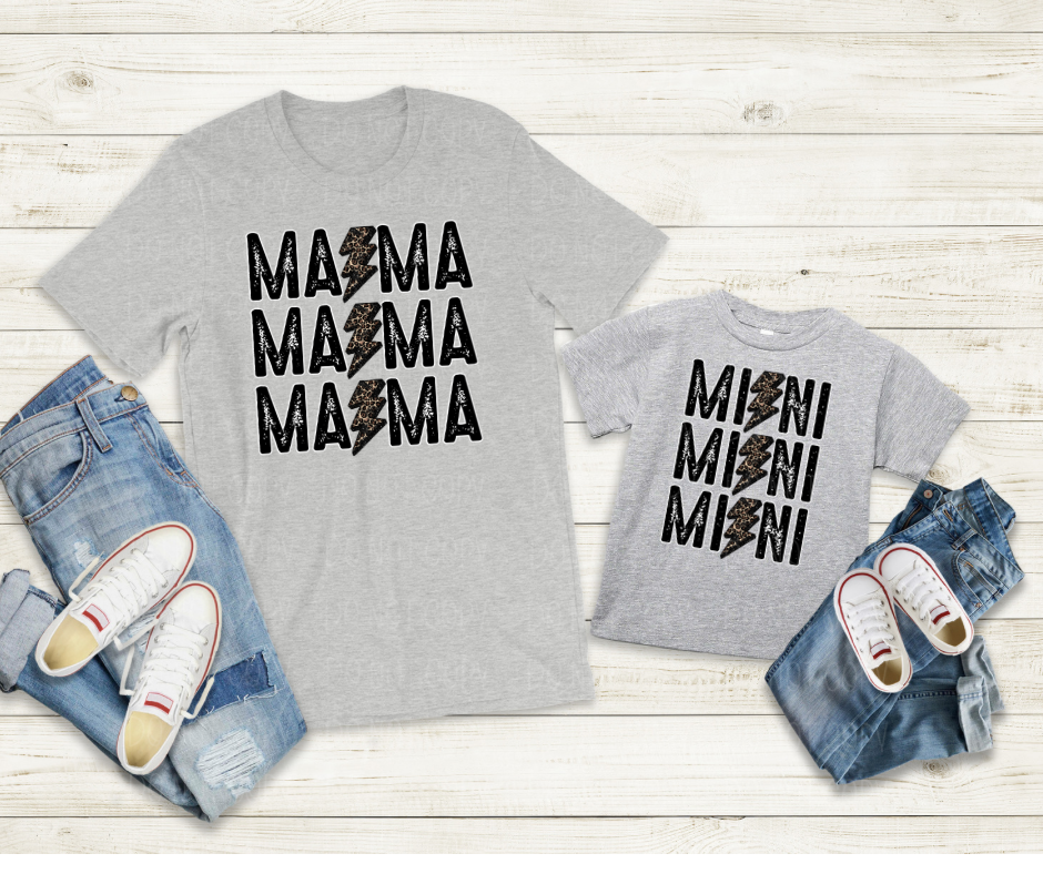 Mama OR Mini leopard bolt *DREAM TRANSFER* DTF