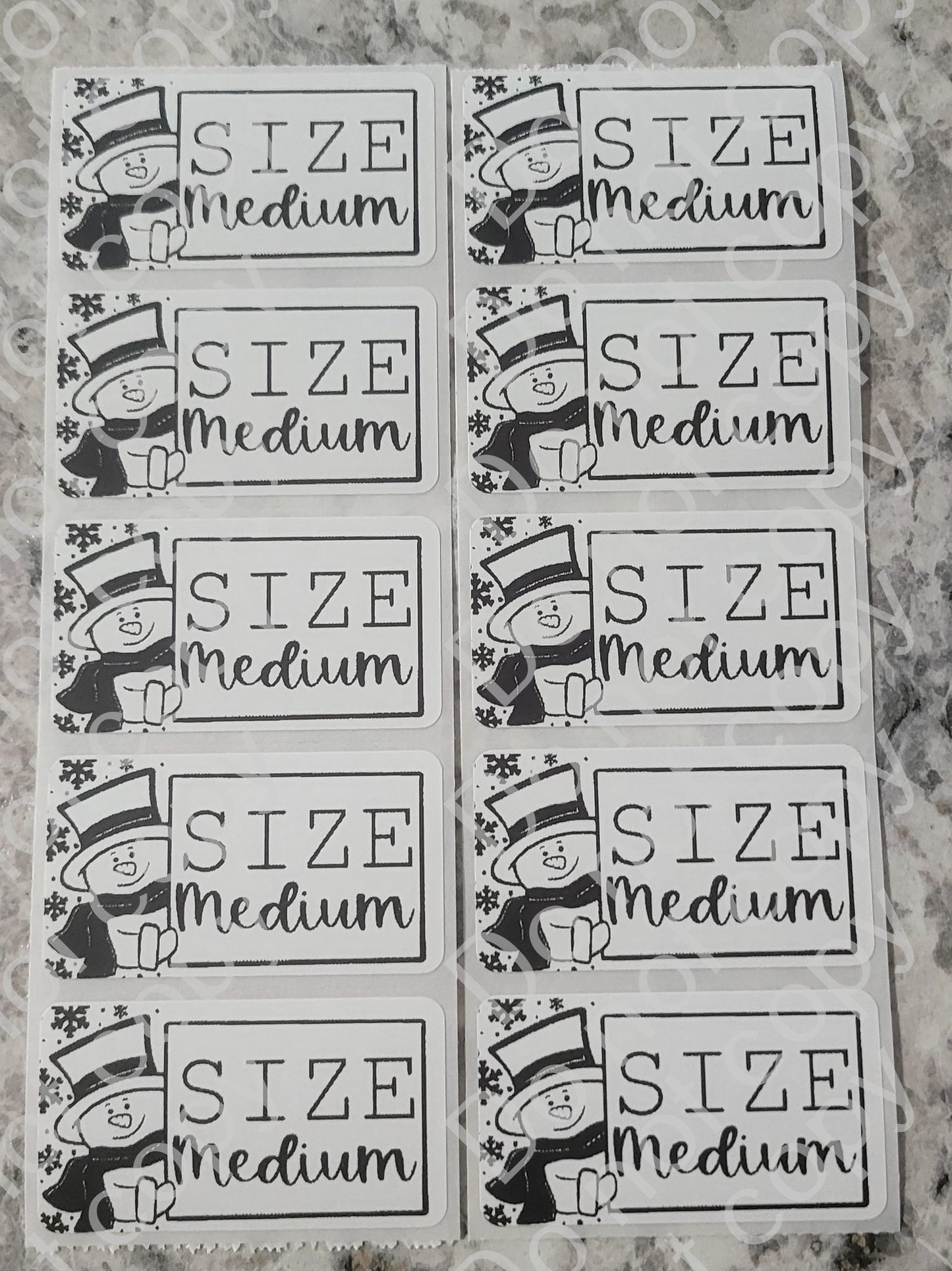 Snowman winter Christmas White *CHOOSE YOUR SIZE* stickers 50 OR 100 count