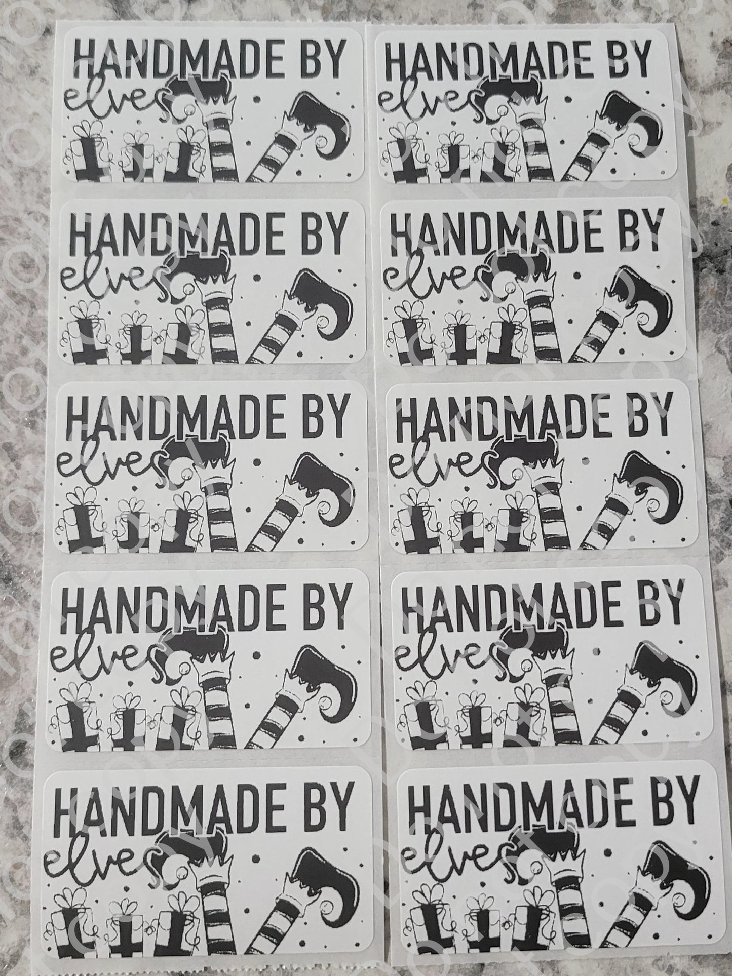 Handmade by elves Christmas Thermal sticker 50 OR 100 count