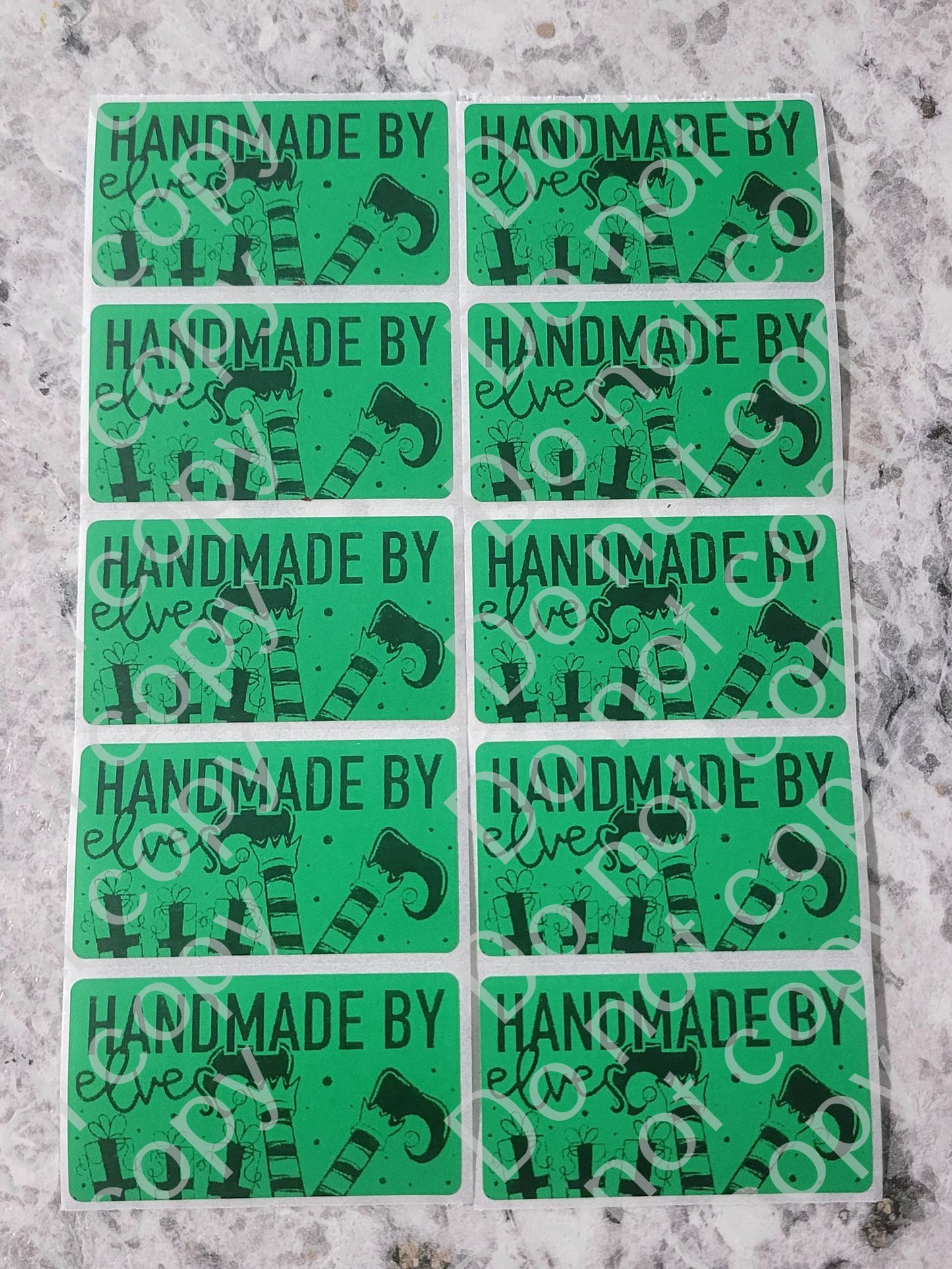 Handmade by elves Christmas Thermal sticker 50 OR 100 count