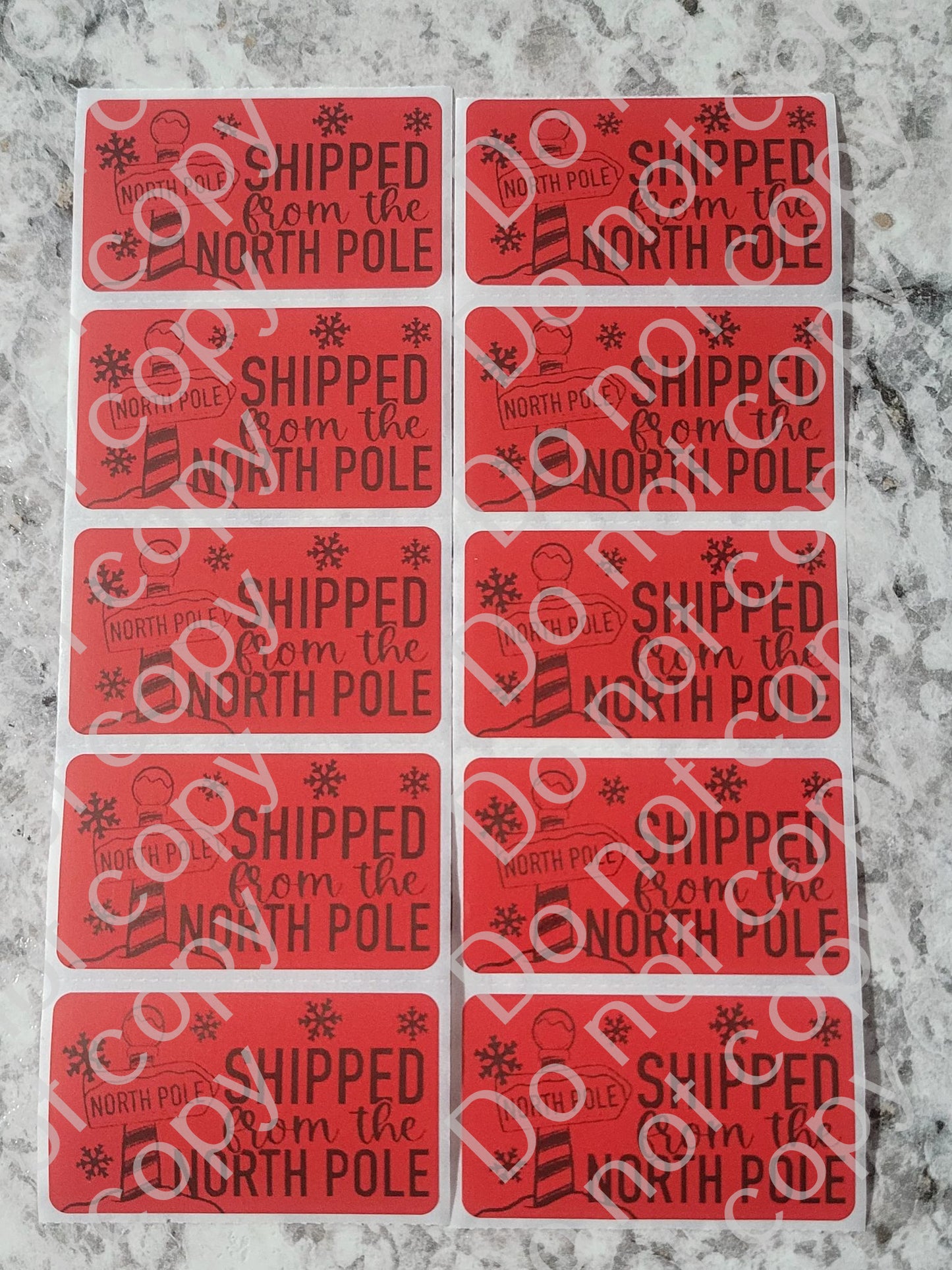 Shipped from the north pole Christmas Thermal sticker 50 OR 100 count