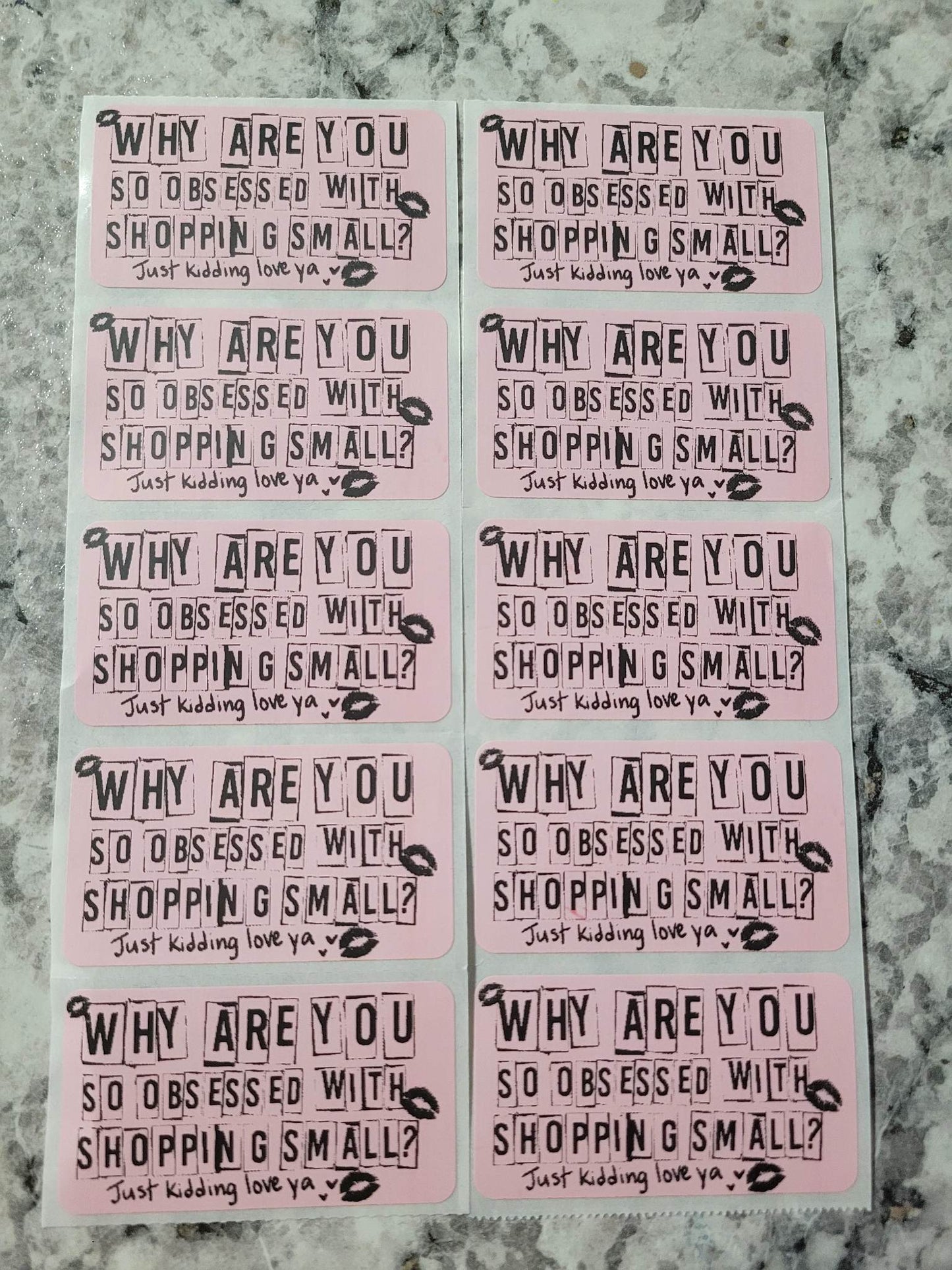 Why are you so obsessed with shopping small just kidding love ya thermal stickers 50 OR 100 count