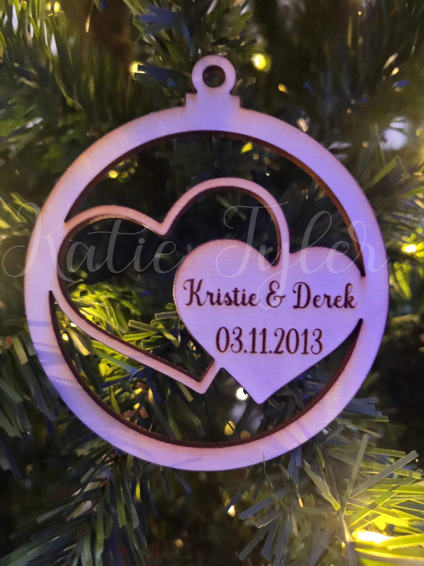 Heart couple married custom name Ornament