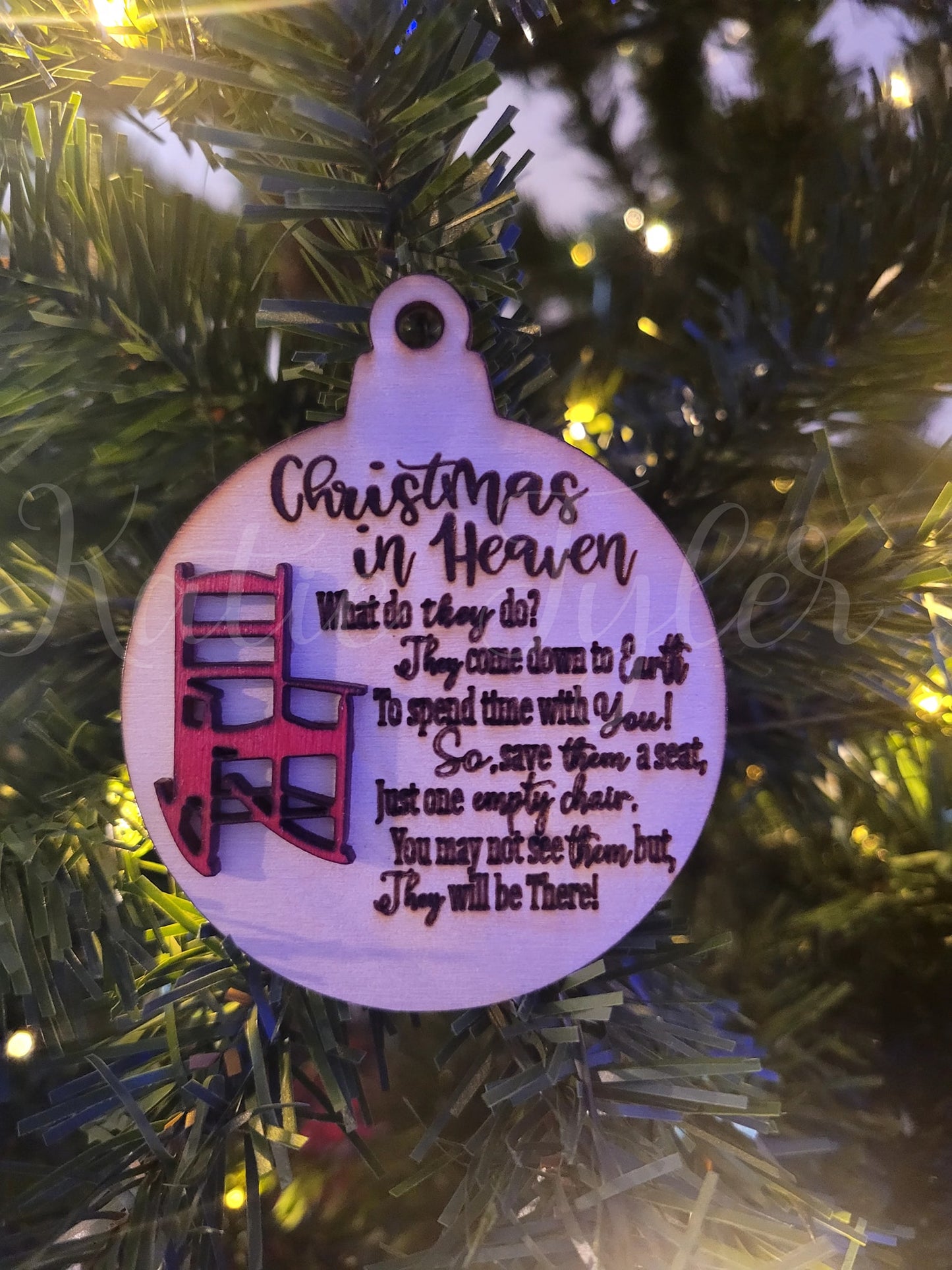 Christmas in heaven with rocking chair wood Ornament