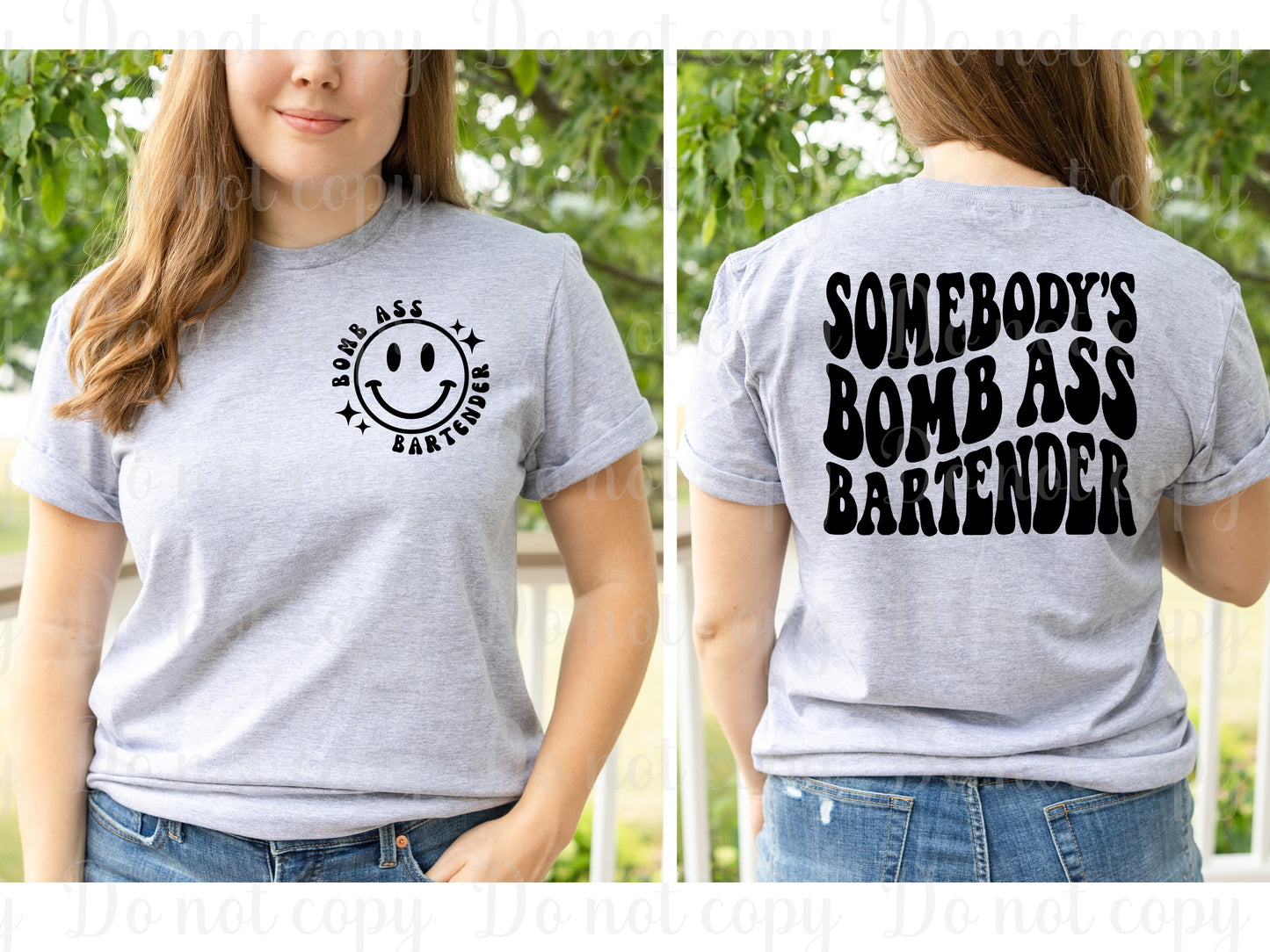 Somebody's bomb ass bartender front and back set *DREAM TRANSFER* DTF