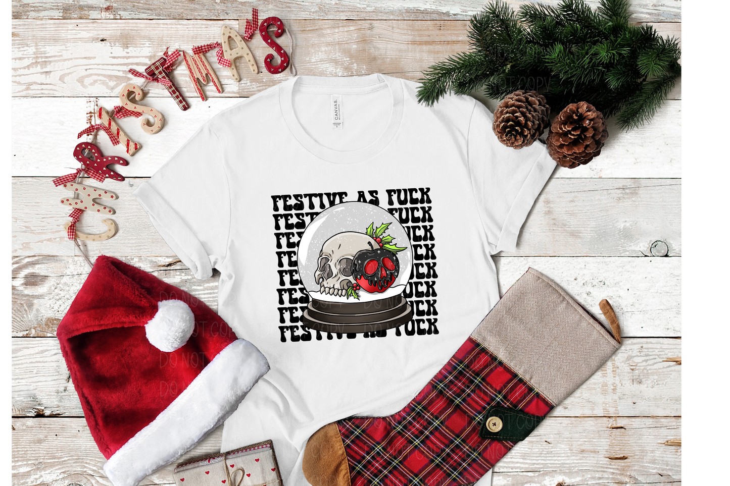 Festive as fuck skeleton snowglobe *DREAM TRANSFER* DTF