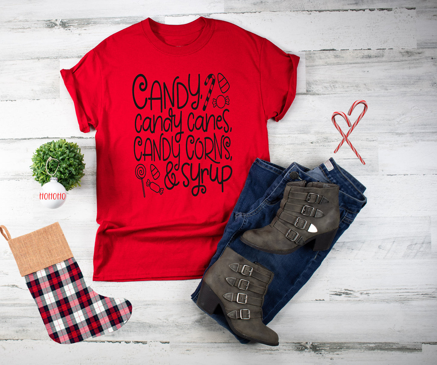 Candy, Candy canes, candy corn and syrup