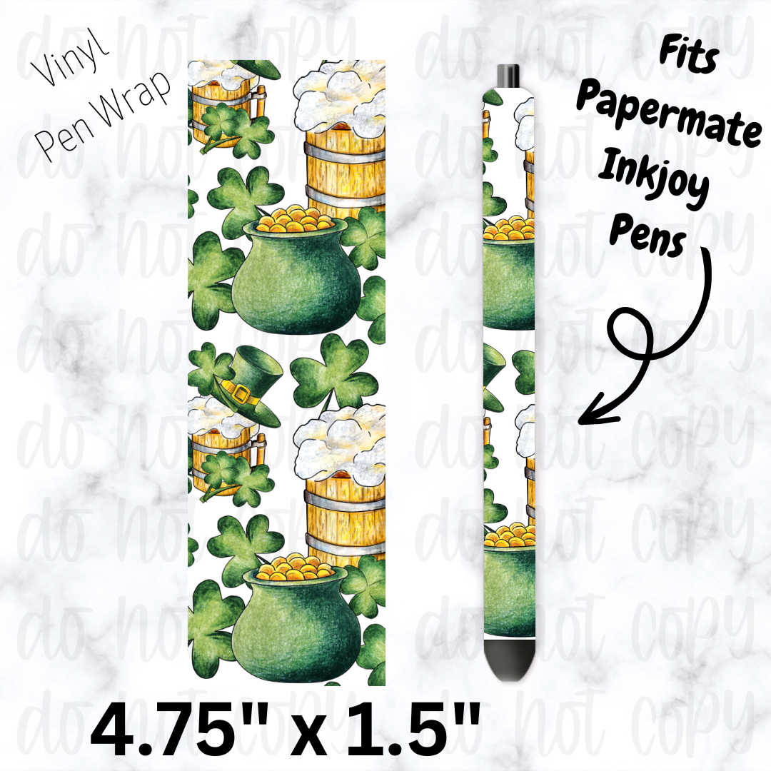 St. Patrick's day pot of gold shamrock pen wrap