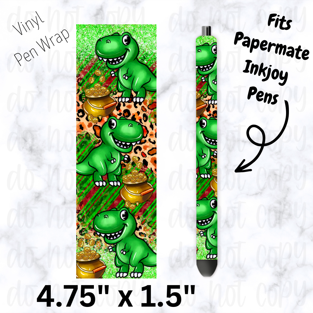 St. Patrick's Day dinosaur shamrock pen wrap