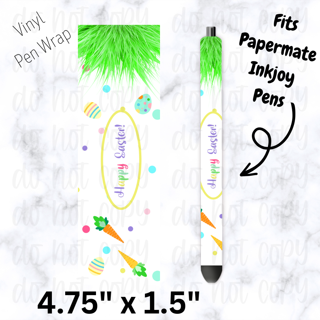 Happy Easter with grass pen wrap