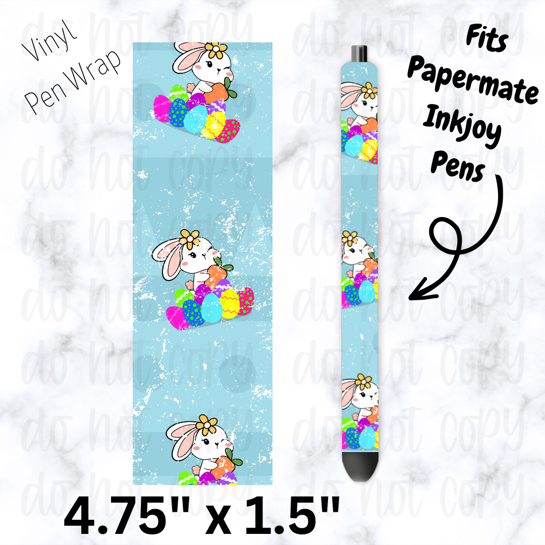 Easter bunny with eggs blue pen wrap