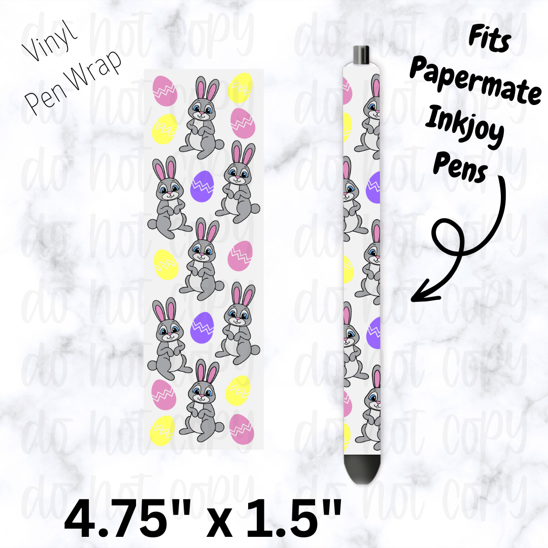 Gray Easter bunny with eggs pen wrap