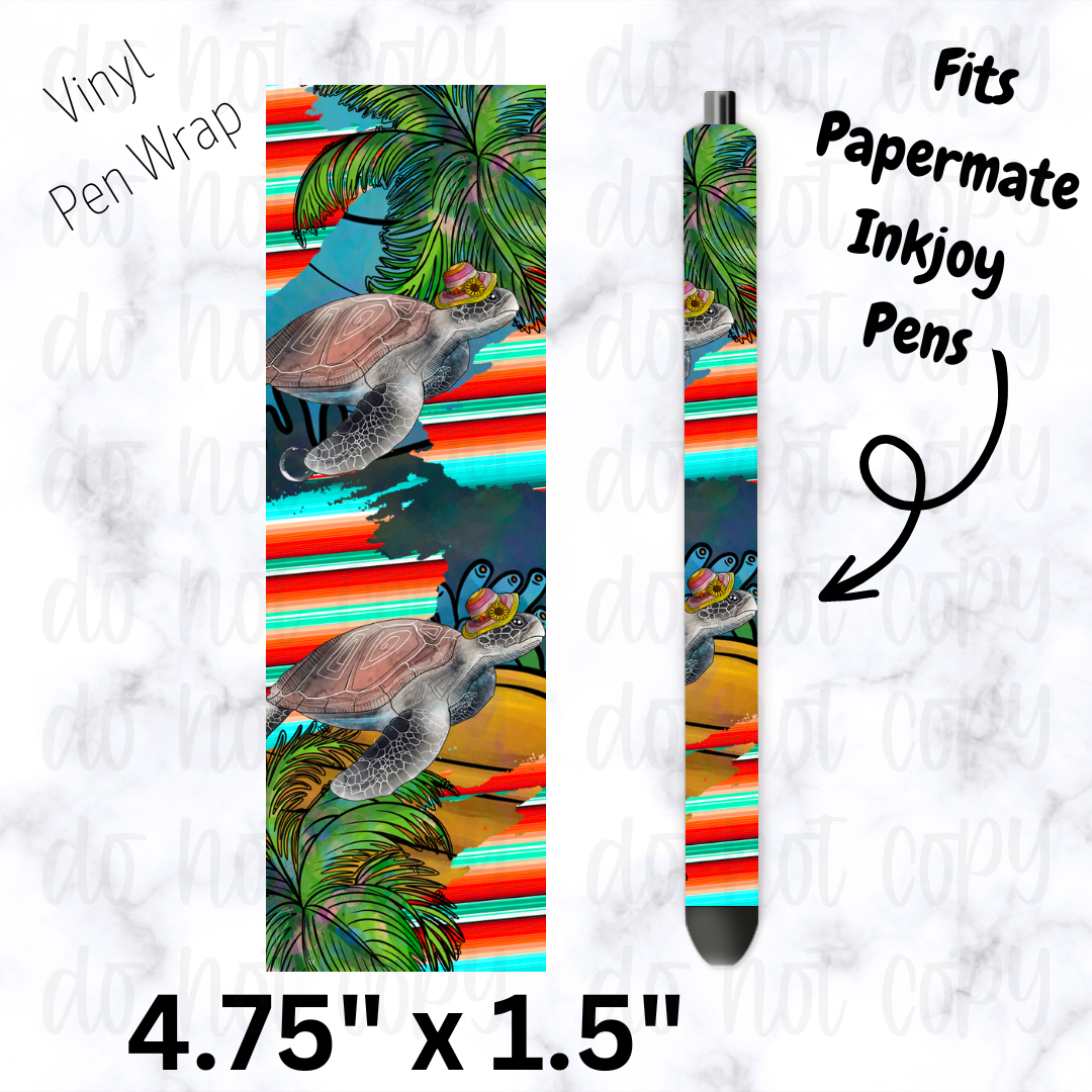 Sea turtle with trees pen wrap