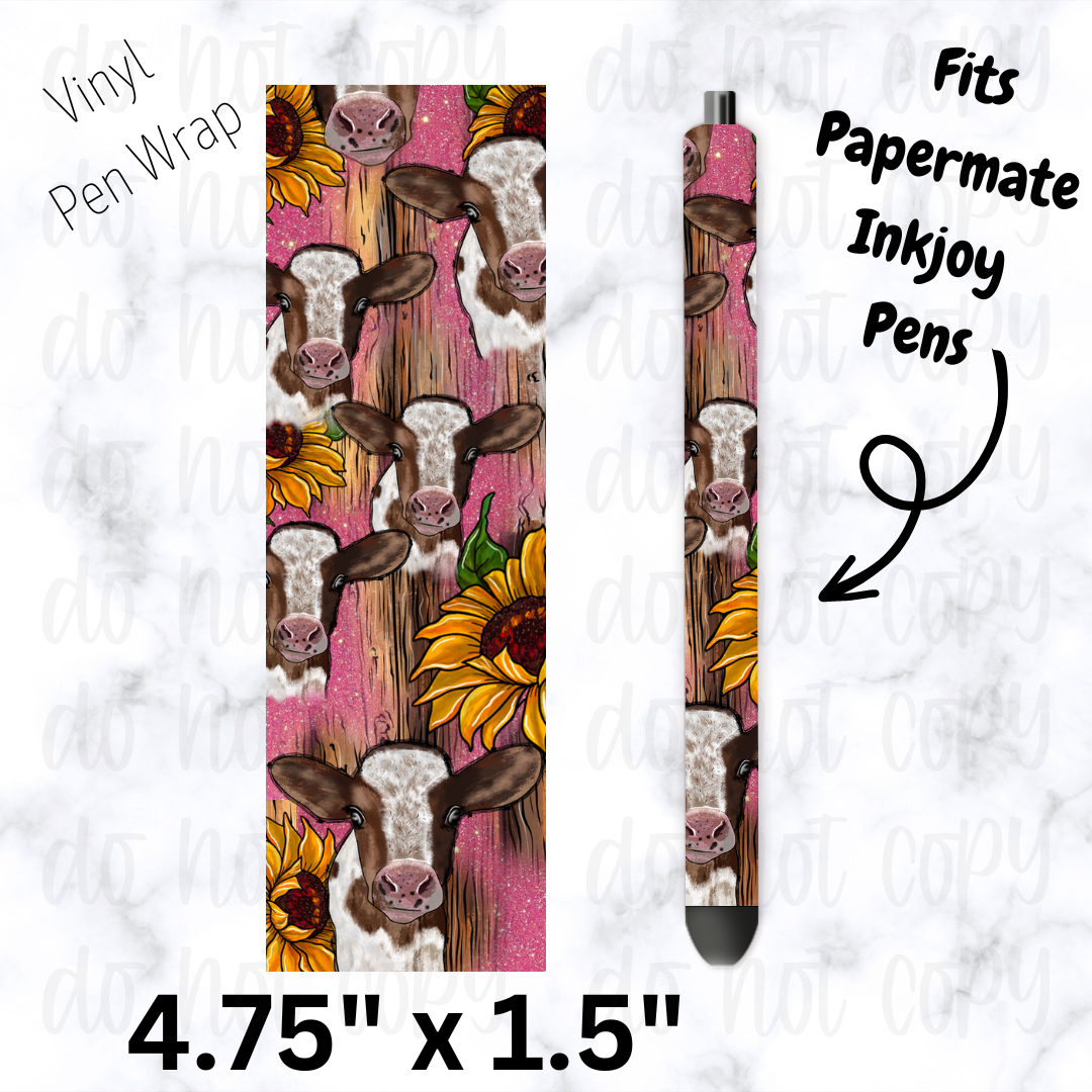 Cow heifer sunflower pink pen wrap