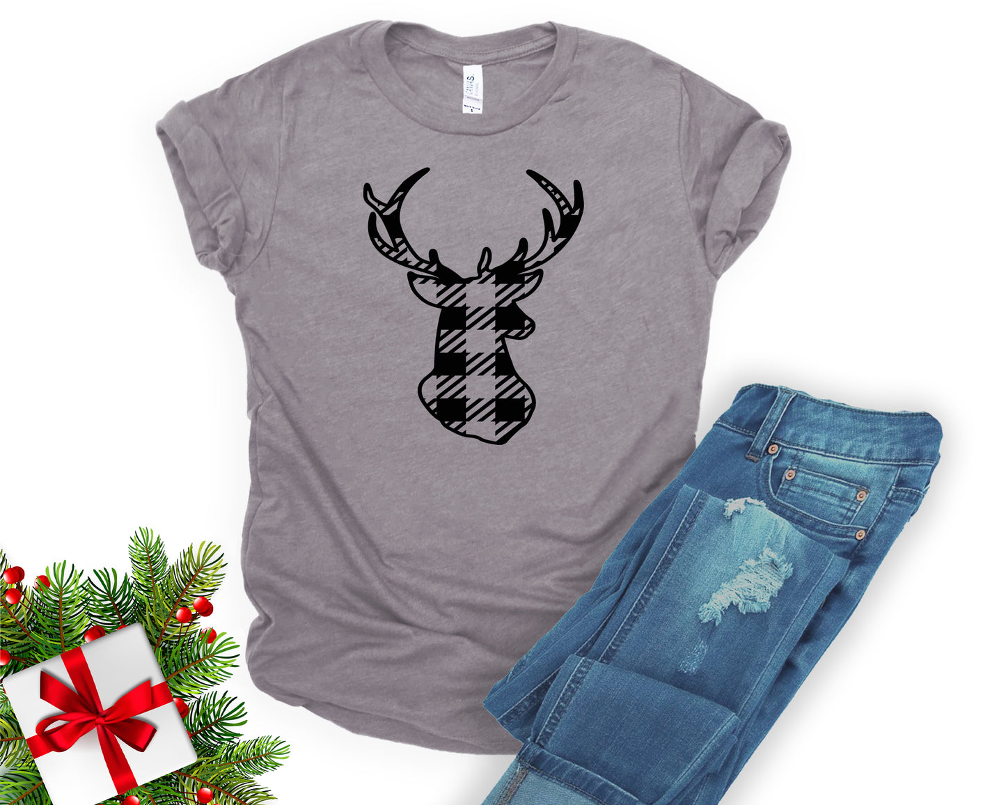 Buffalo plaid deer head Buck