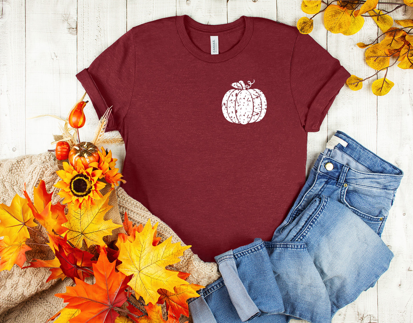 Distressed pumpkin Pocket Koozie Size