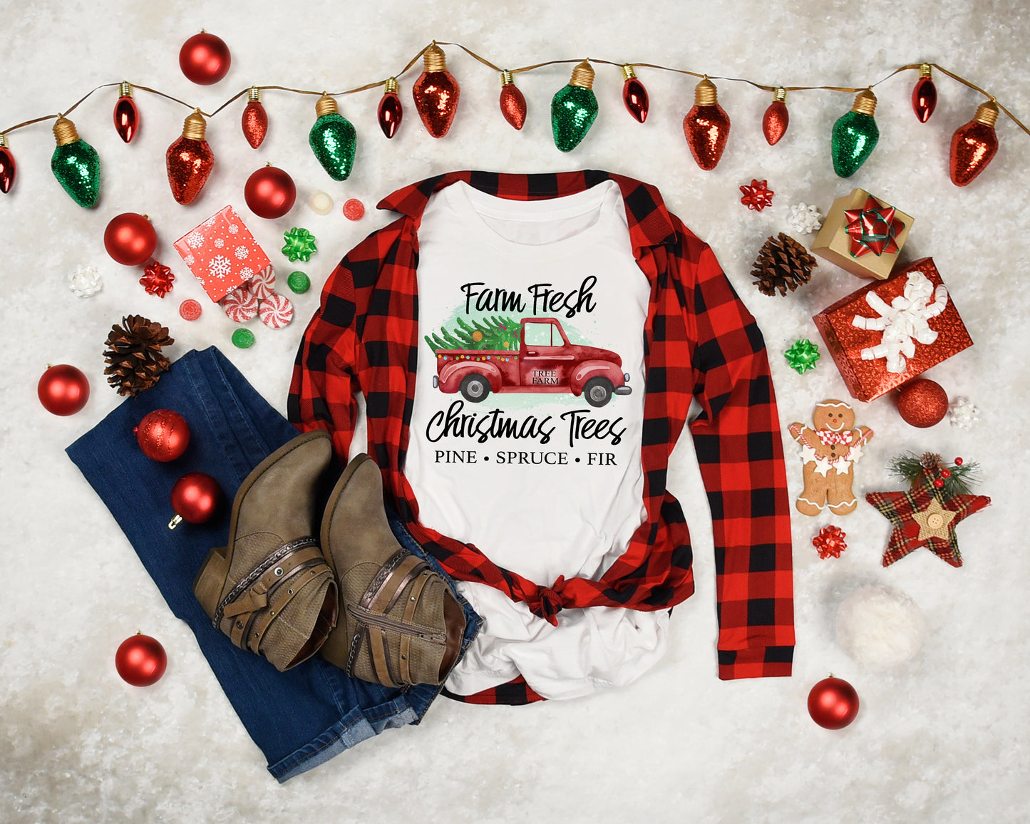 Farm fresh Christmas trees truck pine spruce fir *DREAM TRANSFER* DTF