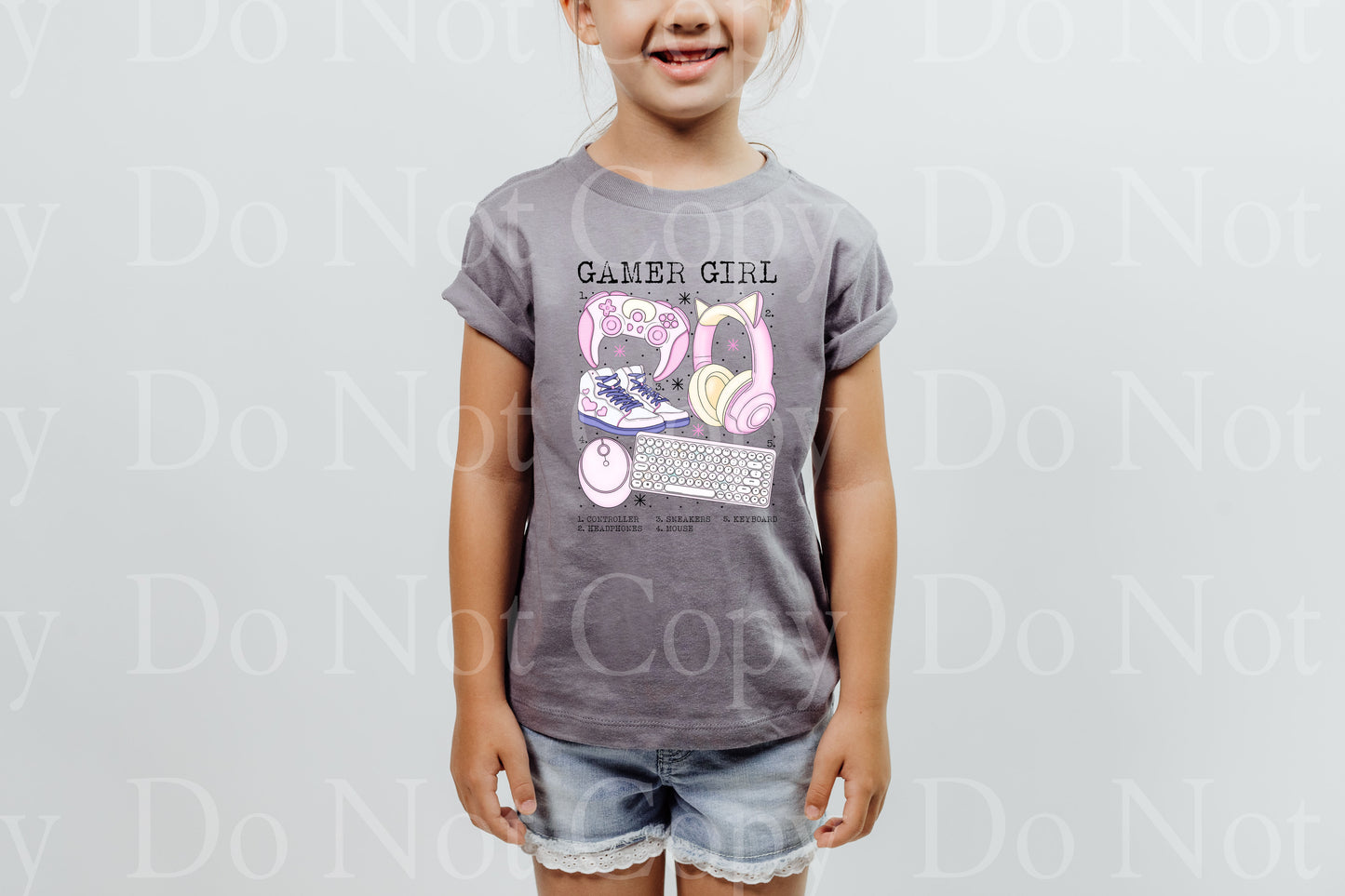 Gamer girl pink controller keyboard mouse *DREAM TRANSFER* DTF