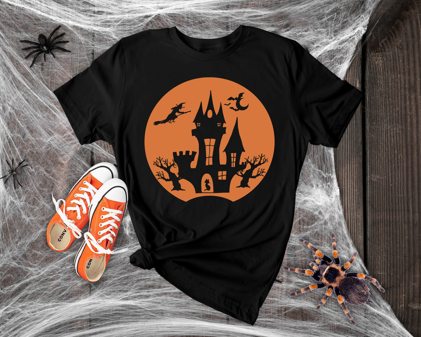 Haunted house spooky orange