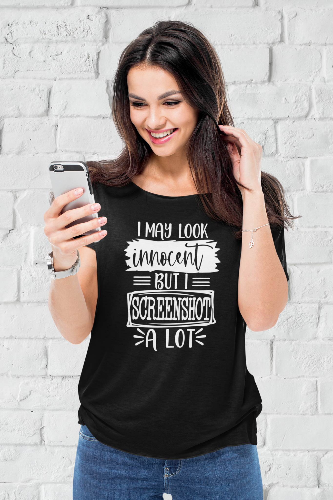 I may look innocent but I screenshot a lot Completed Shirt *Choose size from drop down menu* 7-10 Business days TAT