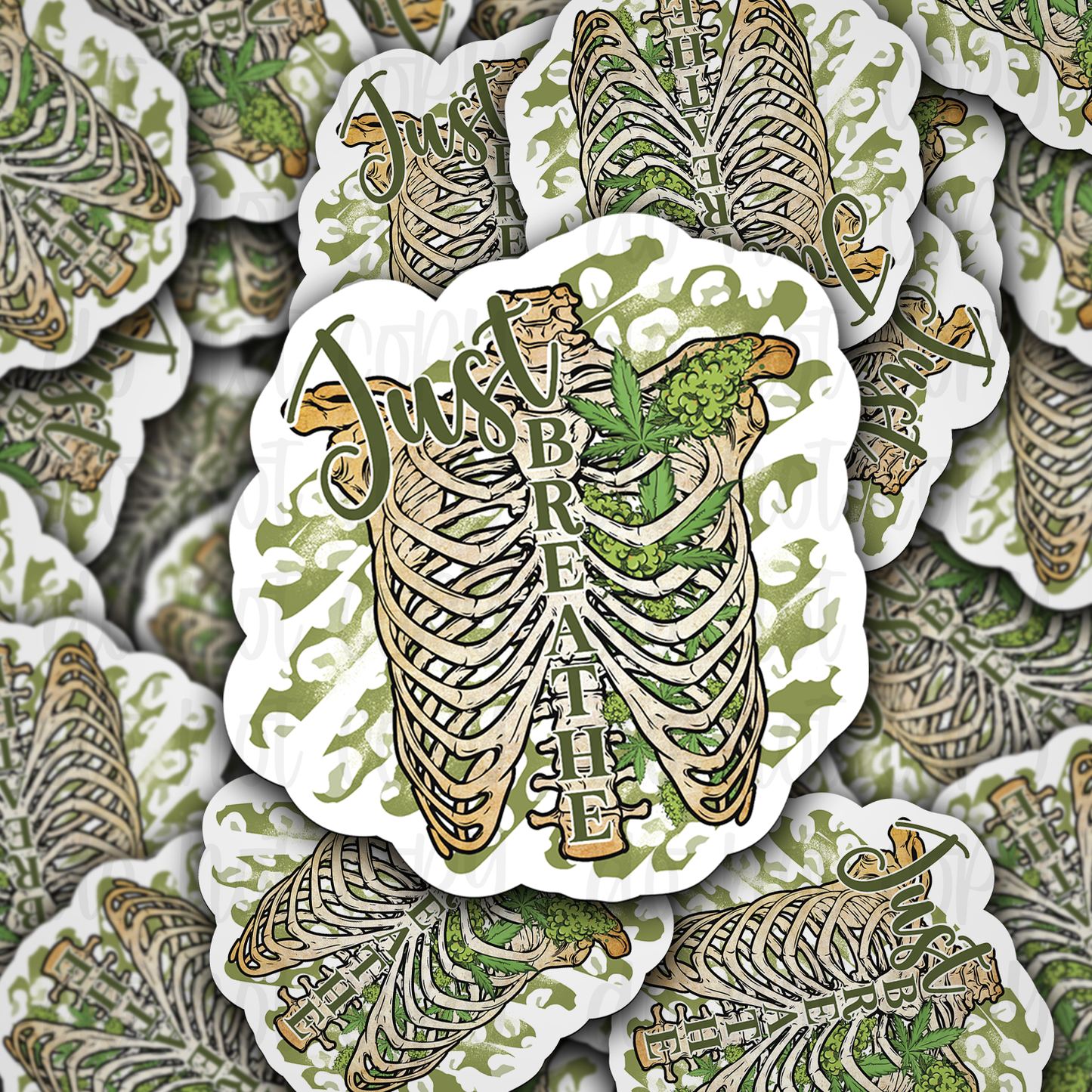 Just breathe 420 skeleton high weed Die cut sticker 3-5 Business Day TAT