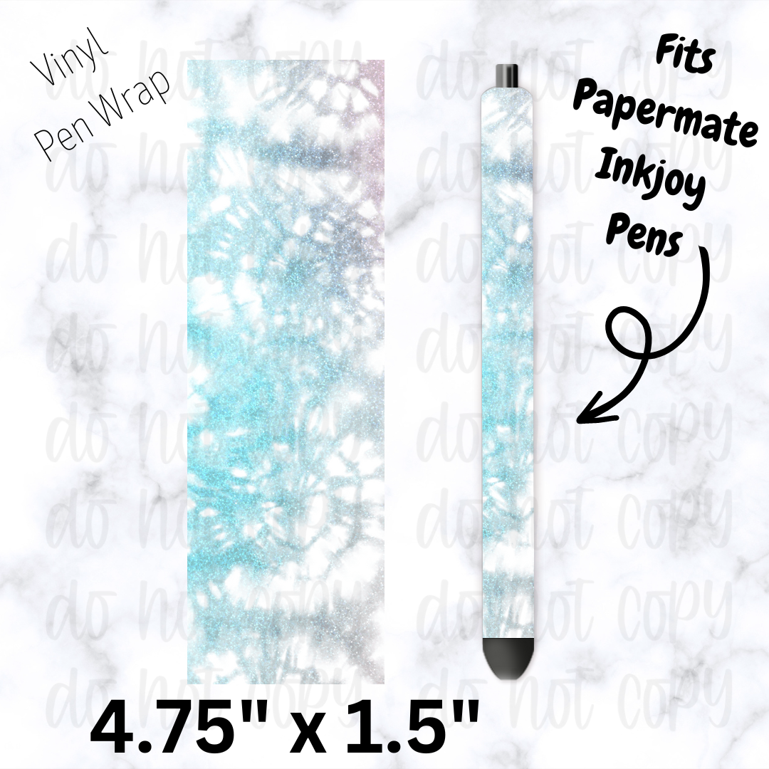 Gray and blue tie dye pen wrap