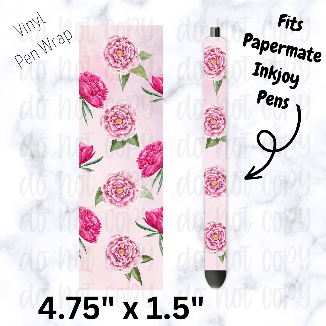 Pink flower pen wrap