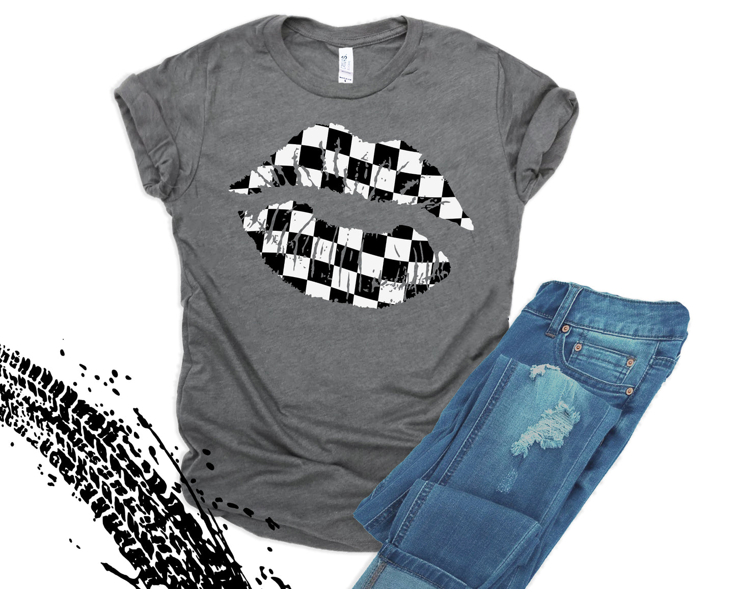 Racing Lips Checkered flag *DREAM TRANSFER* DTF