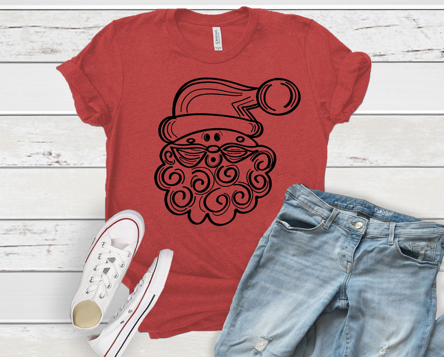 Santa Face - Color in *Choose size from drop down menu*