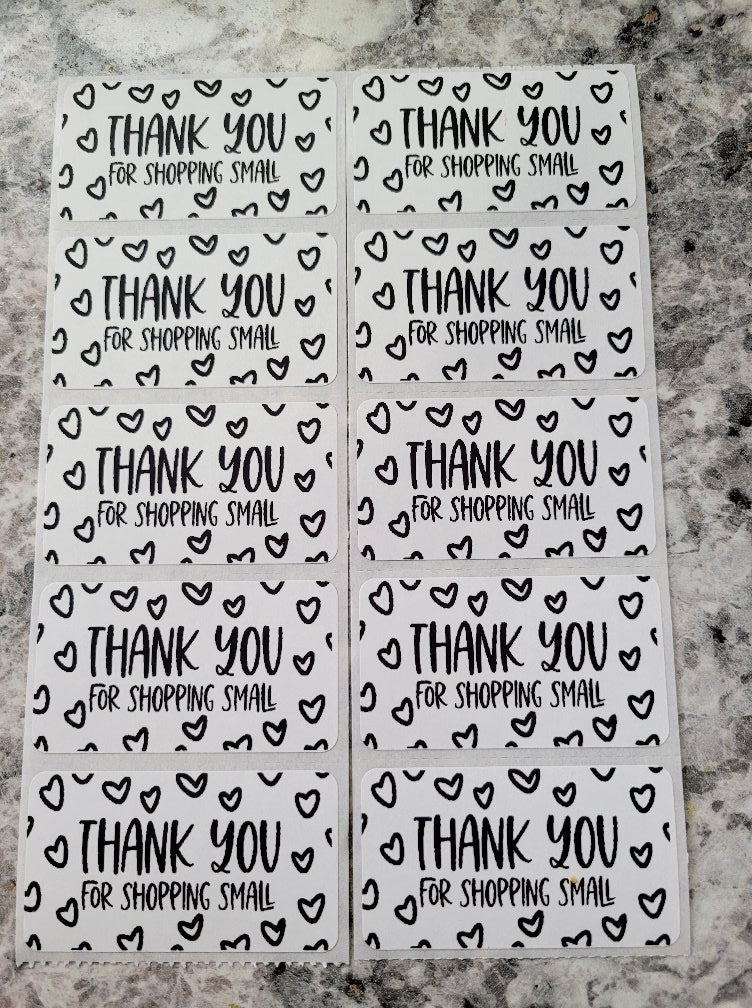 Thank you for shopping small with hearts 50 OR 100 count