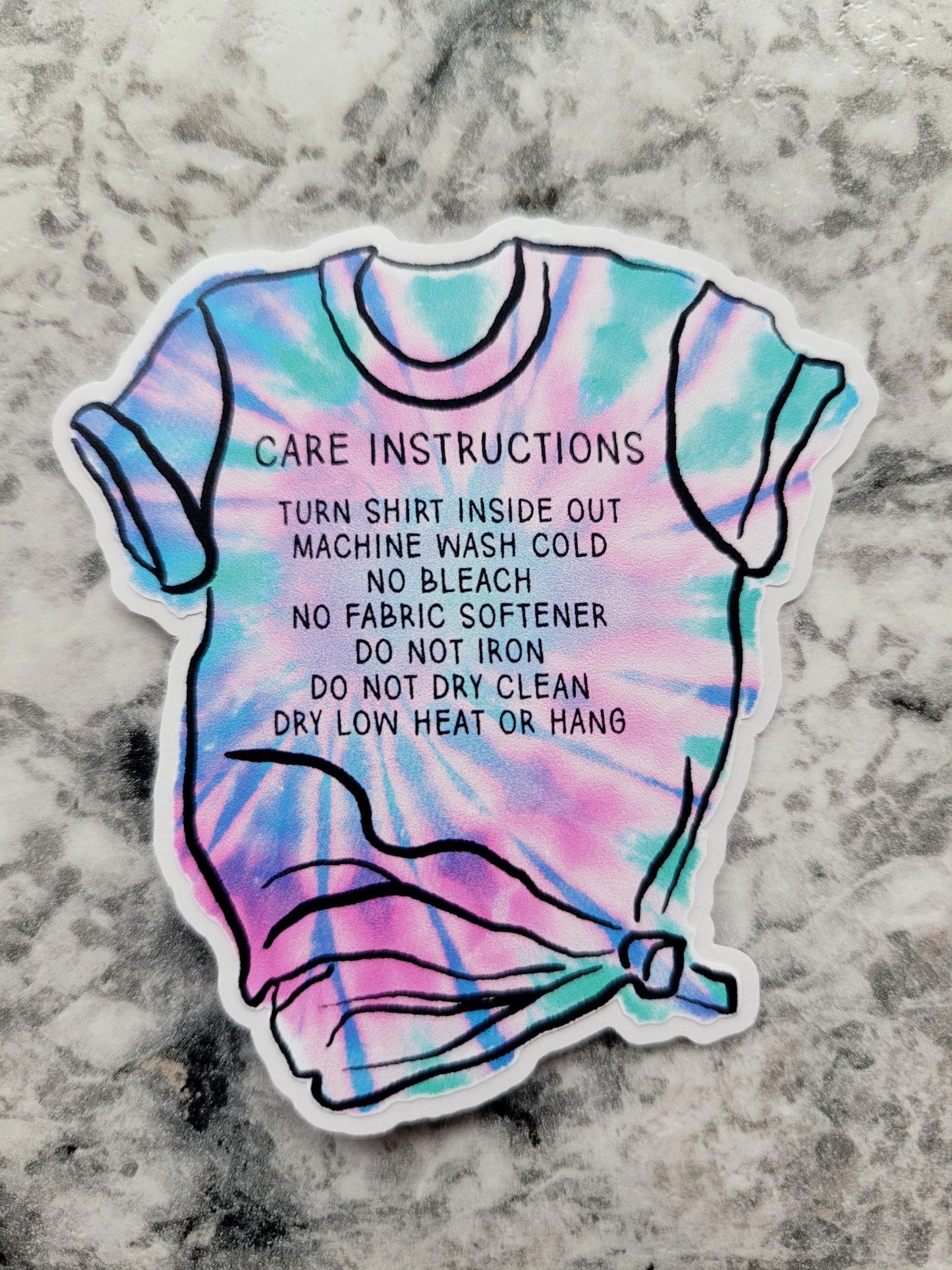 T-shirt care instructions Die cut sticker 3-5 Business Day TAT