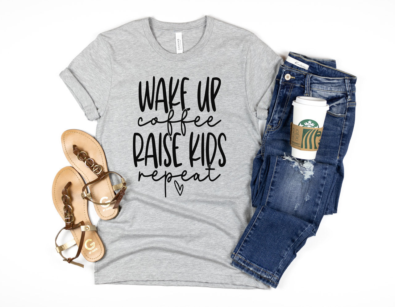 Wake up coffee raise kids repeat