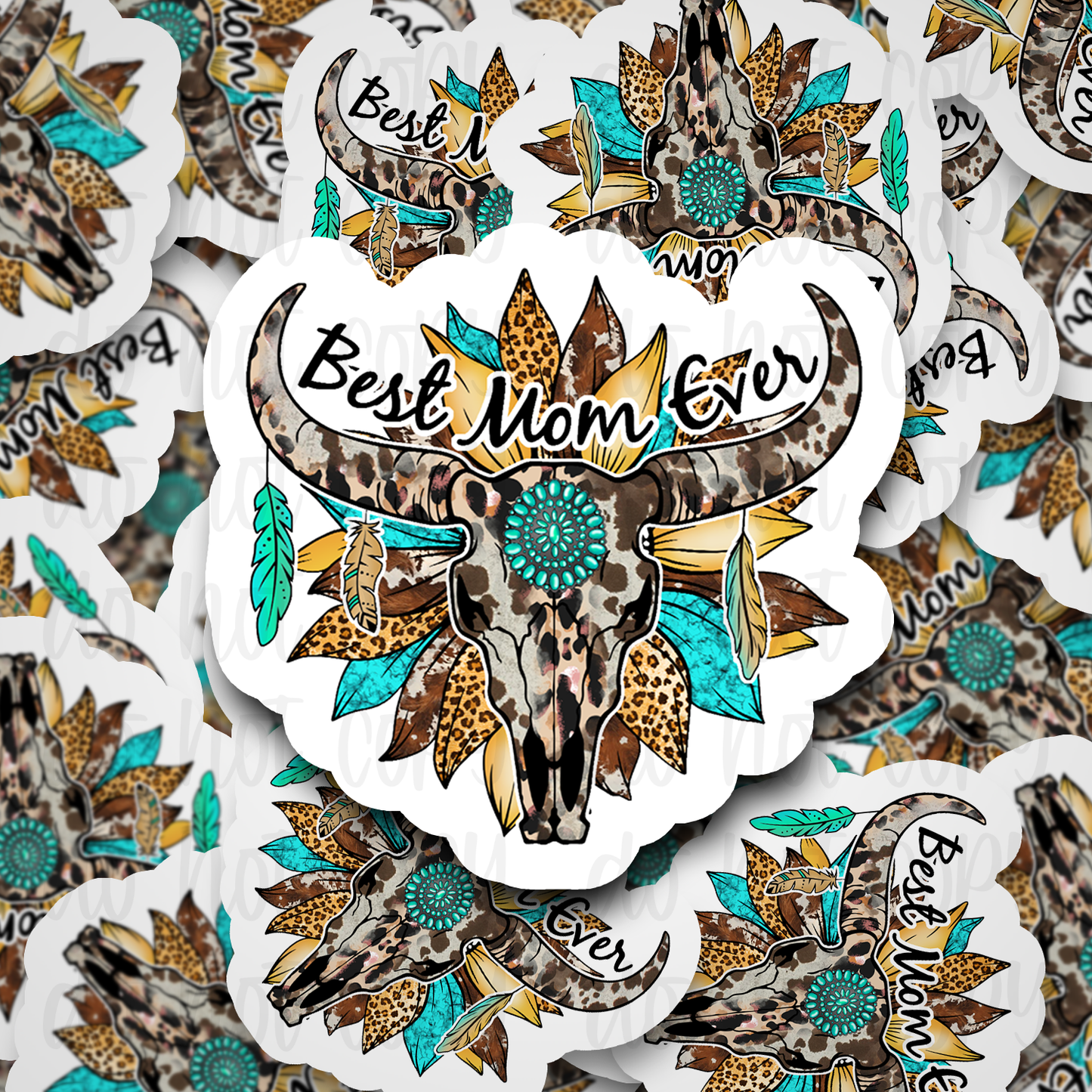 Best mom ever bull skull country western Die cut sticker 3-5 Business Day TAT