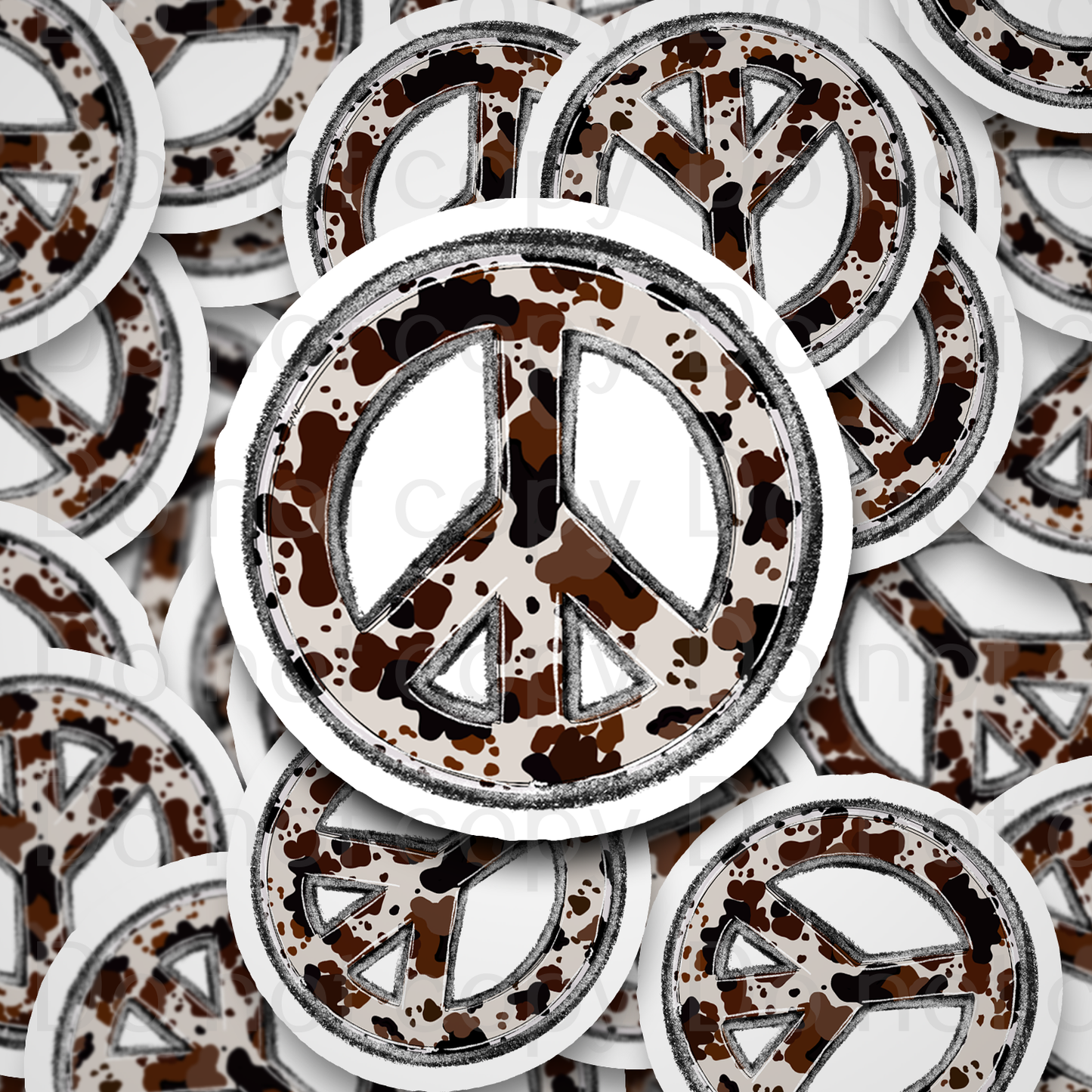 DC 179 Cowhide peace sign Die cut sticker 3-5 Business Day TAT