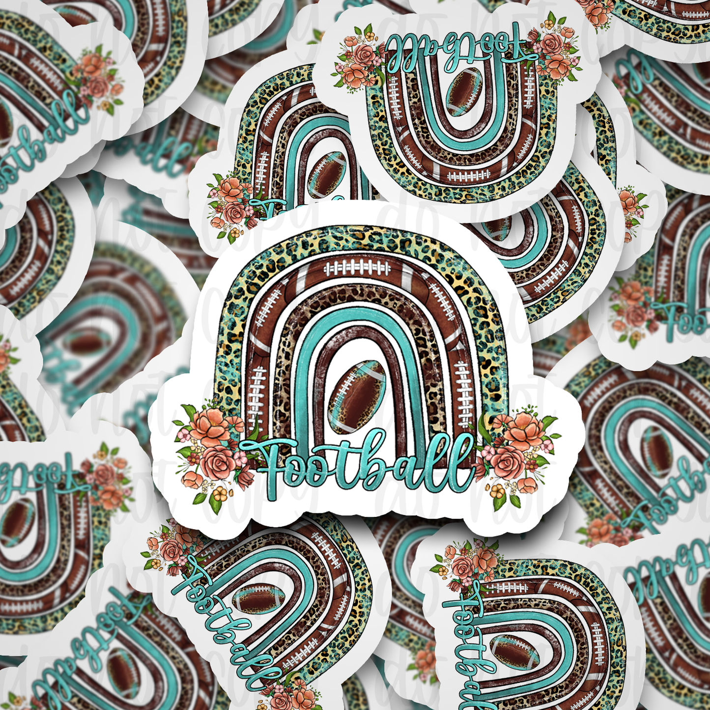 Football rainbow with flowers Die cut sticker 3-5 Business Day TAT