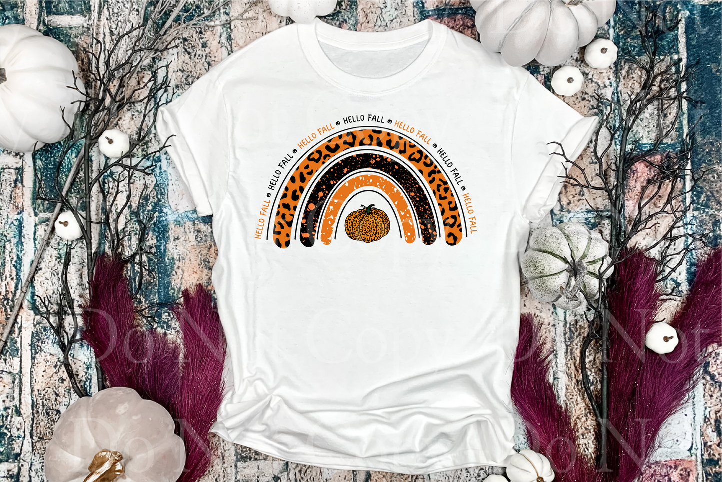 Hello Fall rainbow pumpkin *DREAM TRANSFER* DTF