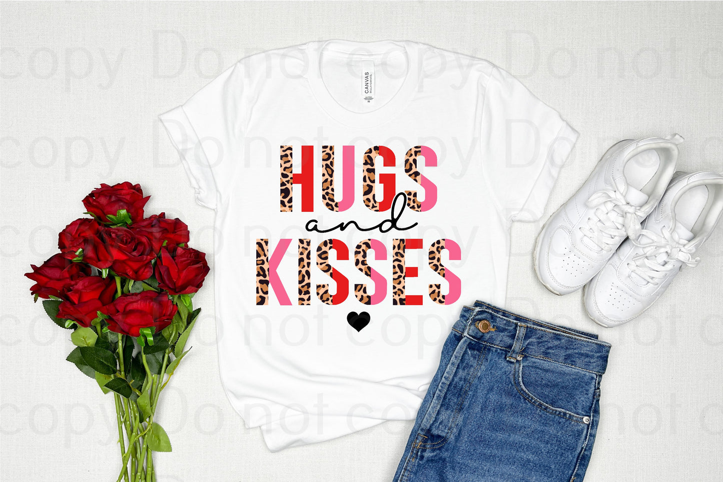 Hugs and kisses leopard pink and red *DREAM TRANSFER* DTF