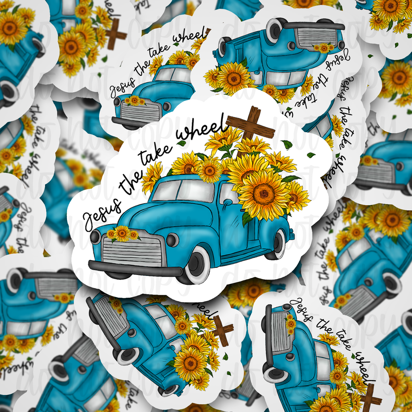 Jesus take the wheel truck facing left Die cut sticker 3-5 Business Day TAT
