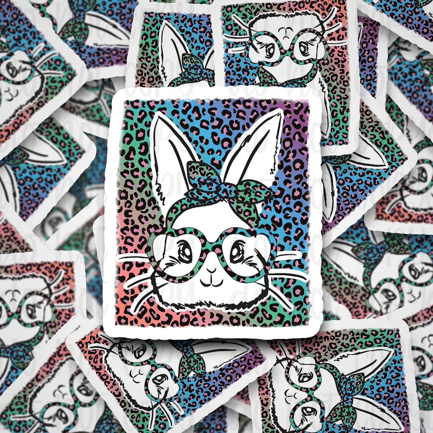 Leopard Easter bunny Die cut sticker 3-5 Business Day TAT