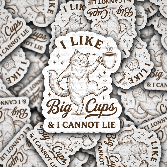 DS - 2548 I like big cups and I cannot lie Die Cut Sticker