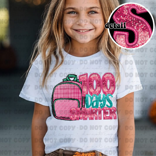 3301 - 100 Days smarter backpack Faux glitter embroidery *DREAM TRANSFER* DTF