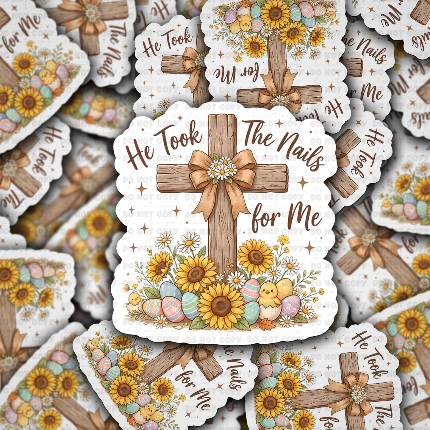 DS - 2678 He took the nails for me Die Cut sticker