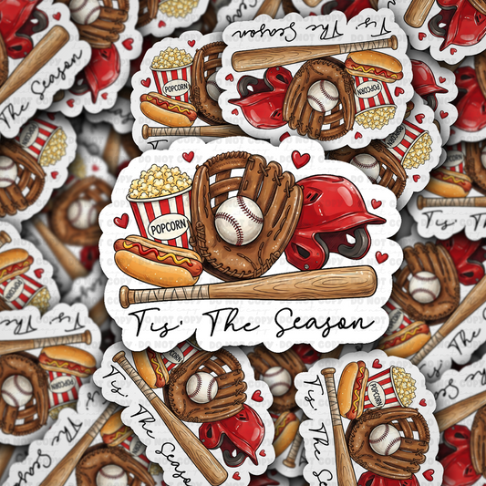 DS - 2681 Tis the season baseball Die Cut sticker