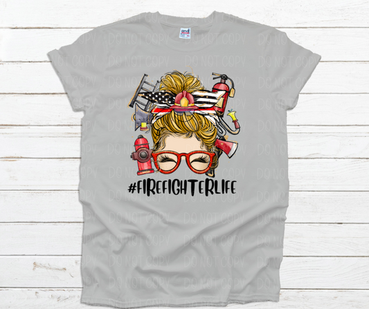 Blonde Firefighter Life messy bun *DREAM TRANSFER* DTF