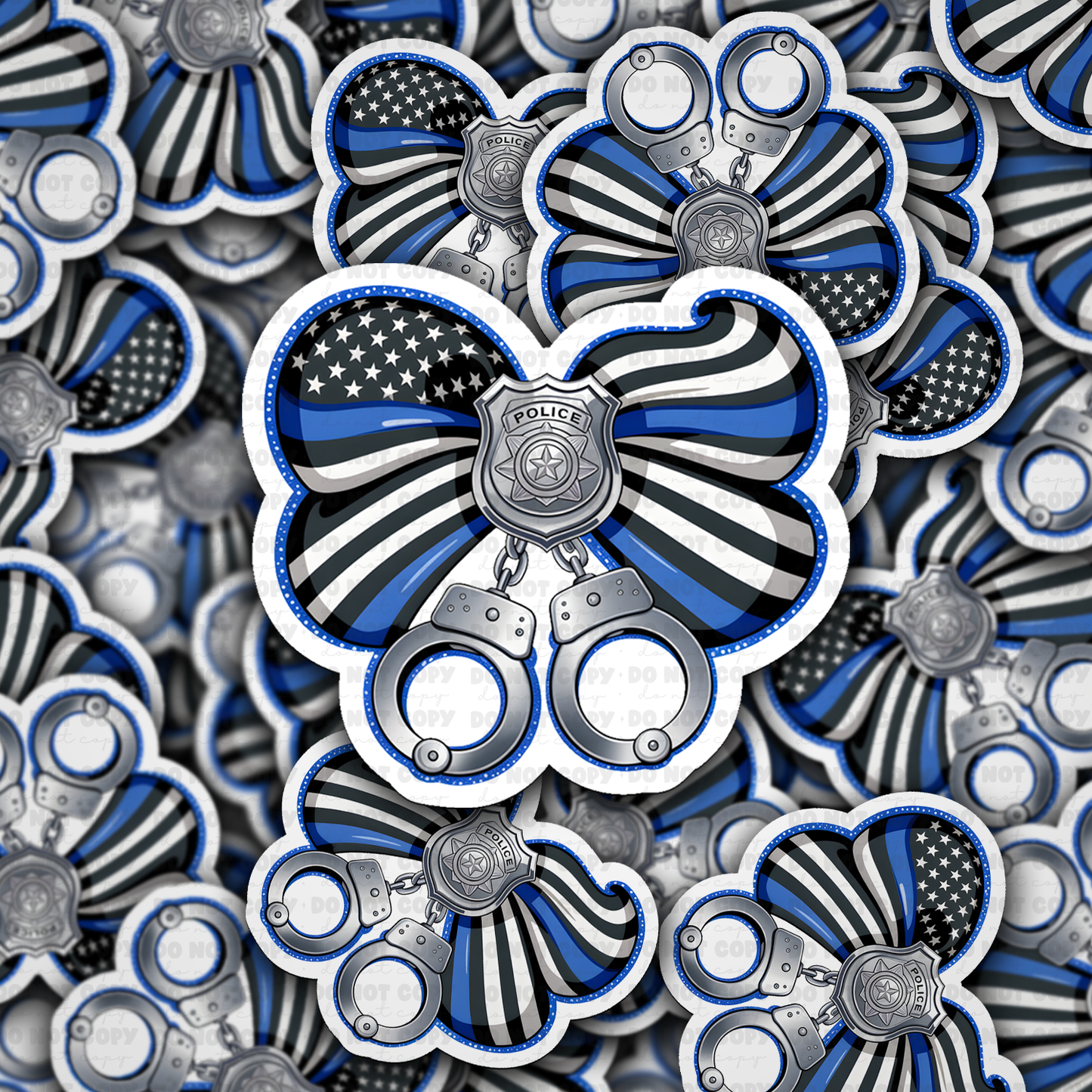 DS - 2544 Police coquette bow Die Cut Sticker