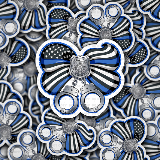DS - 2544 Police coquette bow Die Cut Sticker