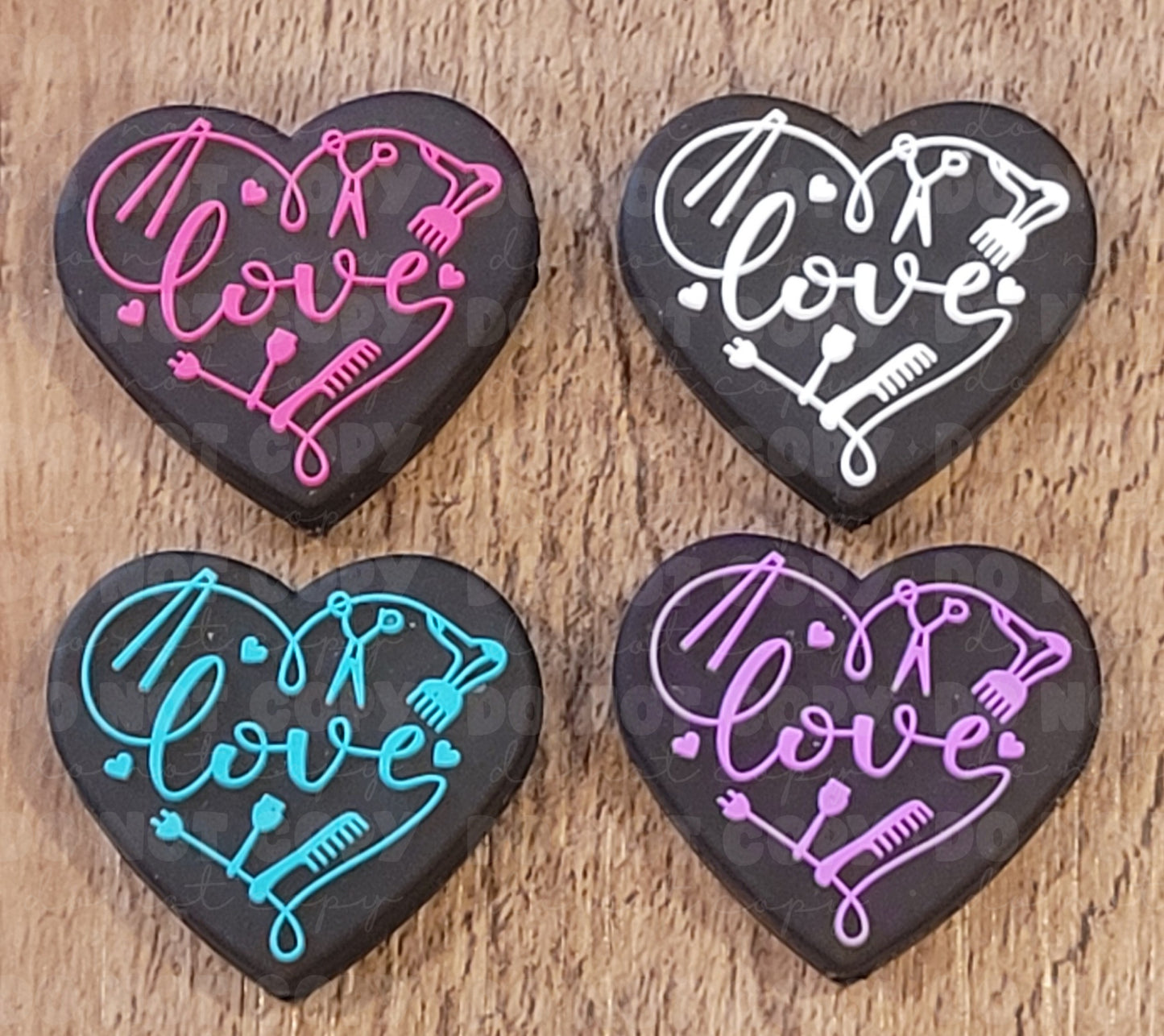 001FB Love hair Stylist heart Focal Bead (choose your color)