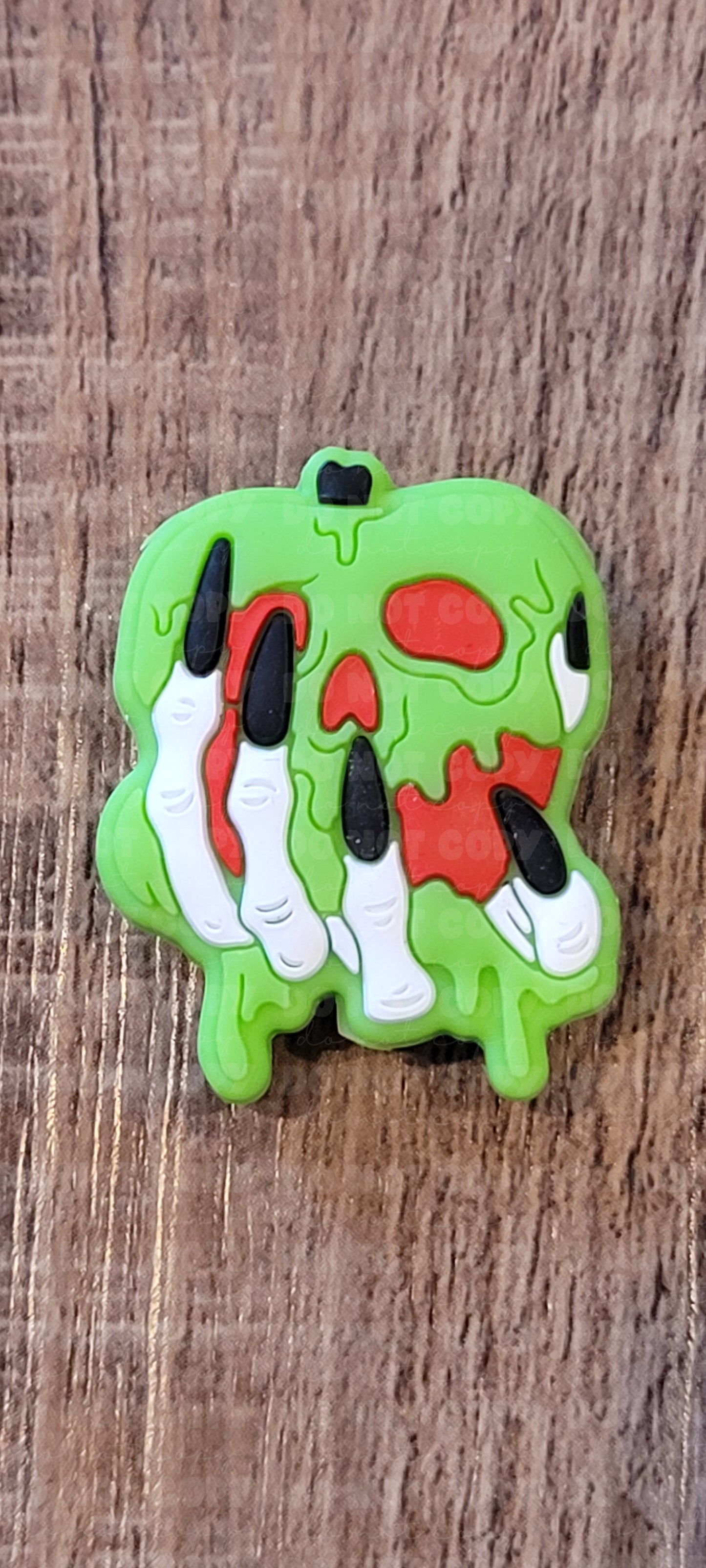 030FB Green apple Halloween Focal Bead